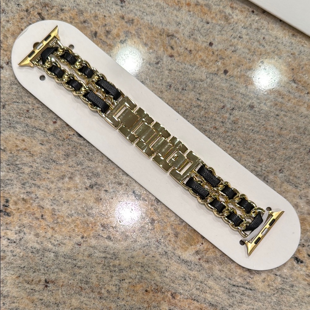 Apple Watch Band Black and Gold Chain